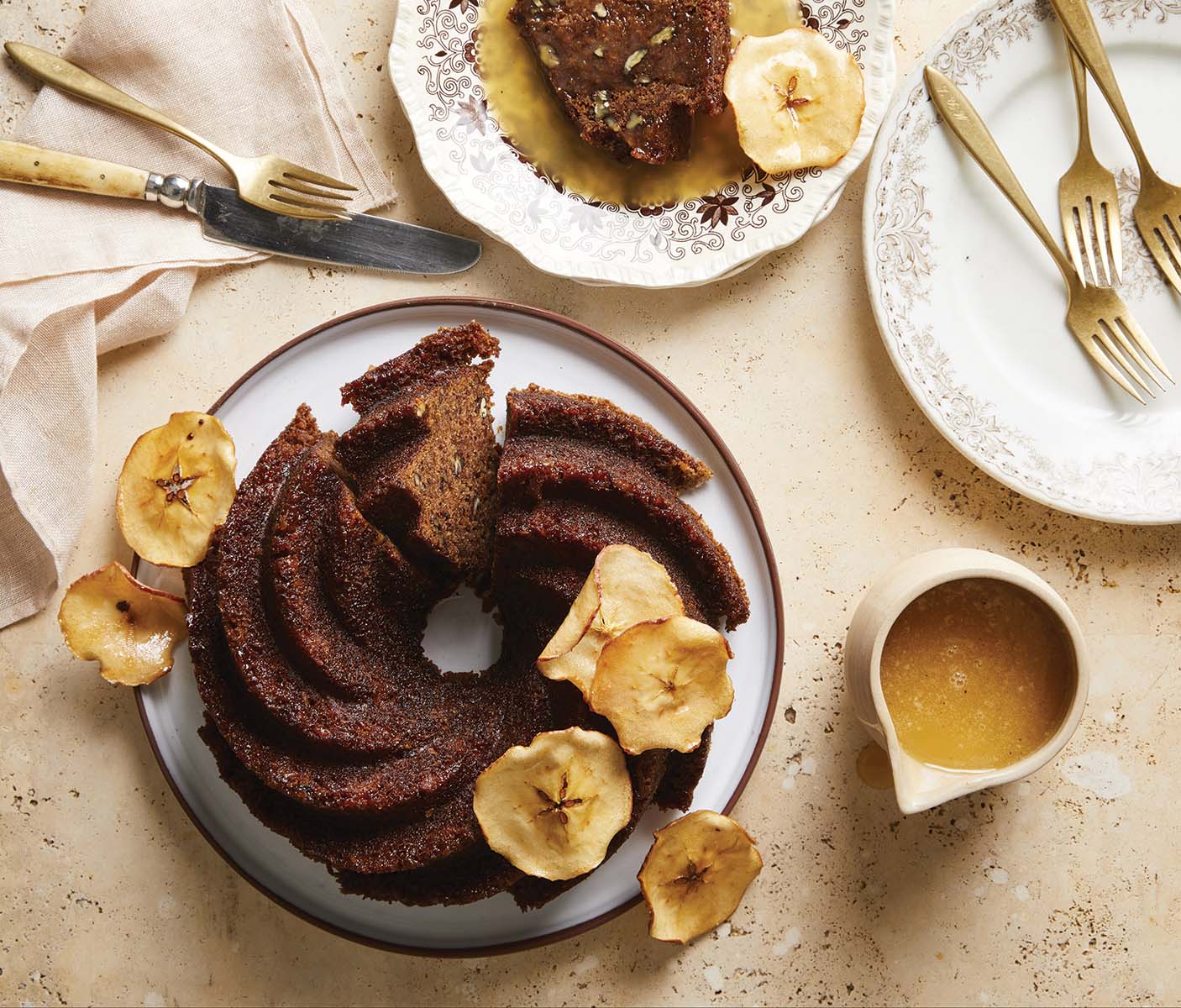 Apple Pudding Cake with Butter Sauce